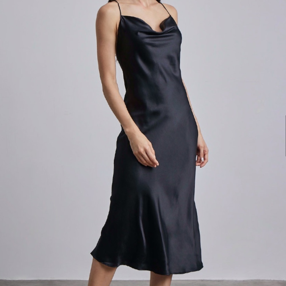 NEW W/ TAG Lounge Cowl Neck Midi Silk Slip Dress